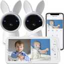 ARENTI Baby Monitor with 2 Cameras, 2K Smart Baby Camera with 5'' Upgraded Wireless Display, Super Night Vision, Breathing Light, Lullabies, Cry&Motion Detection, Temp&Humidity Sensor, 2 Way Audio