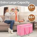 6 Pack-Extra Large Heavy Duty Moving Bags - Waterproof Storage Totes with Handles & Zippers, Foldable for College Dorm, Storage (Pink)