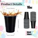 100 Pack Black Plastic Cups 16 oz Disposable Shot Cups for Party Heavy Duty Large Drink Graduation Black Cups for Wedding Birthday Halloween Soda Picnics (Black)