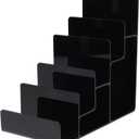 Cabilock Multi-Layer Acrylic Wallet Display Stand 5-Tier Black Purse Organizer Rack for Home and Store Counter Top Suitable for Wallets Handbags Sunglasses Jewelry Storage