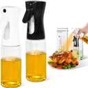Oil Sprayer for Cooking, 7.5 oz Glass Oil Mister, Oil Spray Bottle, Olive Oil Spray Bottle Kitchen Spray Bottle - Air Fryer Accessories for Salad Making, Baking, Frying, BBQ4, White&Black
