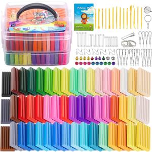 CiaraQ Polymer Clay Starter kit, Oven Bake Modeling Clay with Sculpting Tools, 50 Colors, 2.8 lb (20g / pcs)