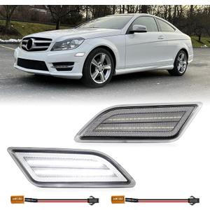 Clear Lens White LED Side Marker Lights For 2012-2014 Mercedes Benz W204 LCI C250 C300 C350 C-Class Sedan Coupe, 2PCS Front Fender Indicator Clear Lens White LED Side Marker Lights For 2012-2014 Mercedes Benz W204 LCI C250 C300 C350 C-Class Sedan Coupe, 2PCS Front Fender Indicator