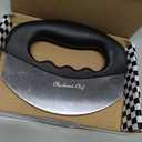 Checkered Chef Salad Chopper Tool with Cover, Mezzaluna Knife Stainless Steel Vegetable Rocker, Mincer, Cutter