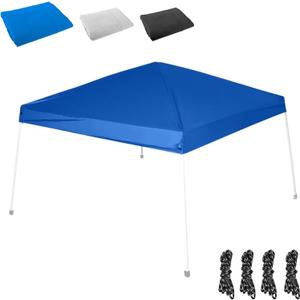 10x10FT Canopy Replacement Top Only, Waterproof Pop-Up Canopy Tent Top Cover with Ropes, Instant Canopy Top Sunshade Silver Coated for Outdoor Garden Patio Camping (Blue)