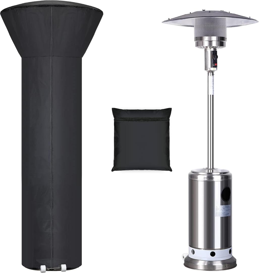 Patio Heater Covers with Zipper and Storage Bag, Waterproof, Dustproof, Wind-Resistant, Sunlight-Resistant, Snow-Resistant, Black, 89 " Height x 33" Dome x 19" Base