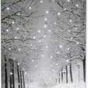 Clever Creations 16 x 12 Inch Christmas LED Wall Canvas Art Home Decor, Light Up Battery Operated Snowy Winter Scene, Winter Path
