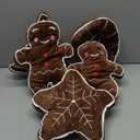 Beeveer 5 Pcs Brown Christmas Throw Pillows Gingerbread Christmas Tree Snowflake Peppermint Shaped Pillows Stuffed Decoration for Home Xmas Winter Holiday Bed Sofa Couch Party