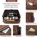 GAEKEAO Backpack Purse for Women Fashion Leather Designer Travel Backpack Purses Convertible Shoulder Bag with Wristlet (Brown With Leopard)