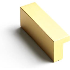 Goo-Ki Cabinet Handles 12 PCS - Light Brushed Brass Drawer Pulls 1-1/4 in (32mm) Hole Centers - Tilted Solid Drawer Handles for Kitchen Cabinet Pulls - Finger Pull 4402-TLS-32