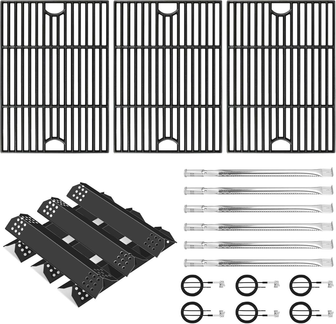 Cooking Grate,Heat Shield and Burner Kit for Nexgrill Replacement Parts 6 Burner 720-0896 720-0896B 720-0896C 720-0896E 720-0896X,for Nexgrill Deluxe & Evolution 6 Burner Gas Grills