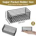 4 Pack Black Metal Sugar Packet Basket Holder, Stackable Wire Condiment Organizer for Coffee Bar Restaurant Kitchen Countertop Tea Bag Storage Caddy