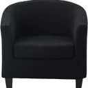 Jacquard Club Chair Slipcover 2 Piece Stretch Accent Barrel Chair Cover Armchair Sofa Slipcovers Removable Tub Chair Cover Furniture Protector Chair Covers for Living Room,Black