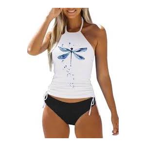 Womens Two-Piece Tankini Set Cow Skull with Leopard Print Sets Swimwear Tankini Top Sets Swimwear M Womens Two-Piece Tankini Set Cow Skull with Leopard Print Sets Swimwear Tankini Top Sets Swimwear M