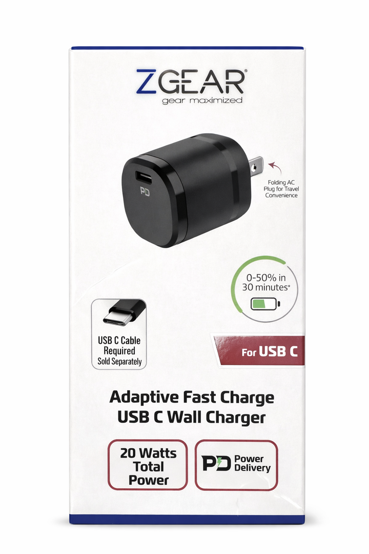 Z Gear USB-C Fast Wall Charger - 20 Watts