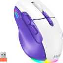 MEETION Wireless Mouse for Laptop, USB and Bluetooth Connectivity, 4 Adjustable DPI, Rechargeable, Ergonomic Mouse for Laptops, iPad, Compatible with Windows, MacOS, Android, iOS, Purple White