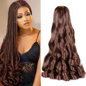 French Curls Braiding Hair 33# Synthetic Bouncy Braiding Hair Extensions 75g/pack French Curly Crochet Hair Extensions (24 Inch,8 Packs,33#)