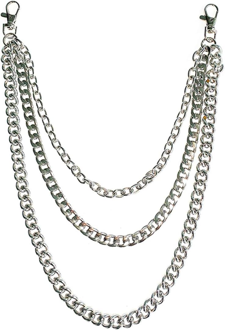 Lainrrew Trousers Chain, Pants Chain Belt Chain Wallet Chain Pocket Chain Hip Hop Punk Jeans Chain Key Chain Goth Accessories for Eboy Egirl Women Men (Silver)