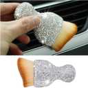 zipelo Auto Interior Dust Brush, Car Detailing Cleaning Brush with Diamond, Bling Handle Soft Bristles Dusting Tool, Scratch Free Dirt Clean Brushes for Vehicle Dashboard, Air Conditioner Vent (White)