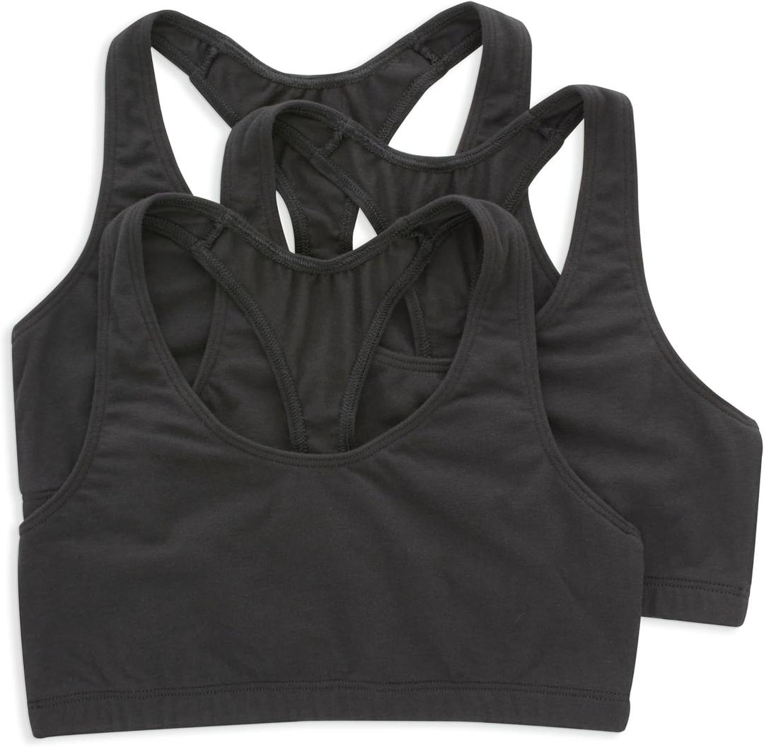 Hanes Women's Racerback Cotton T-Back Bralette (3 Pack), Large