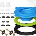 Wax Ring Kit for Toilet Installation - Elastic Rebound Wax-Free Gasket, Reusable Toilet Seal Ring Stops Leaks & Odors, Fits Uneven Floors - No Wax Rubber DIY Kit for 3"/4" Drain, Ideal for Homeowners (Blue)