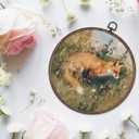 Giosve Vintage Fox Round Wall Art Canvas Framed Poster, Farmhouse Rustic Cottagecore Fox Woodland Animals Hanging Wall Sculptures for Home Bedroom Living Room Decor, 10x10 Inch