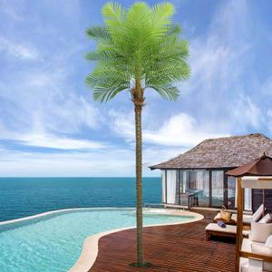 Roselywed Artificial Phoenix Palm Tree 11.5FT with 21 Leaves & Real Bark Tropical Coconut Areca Sago Palm Tall Large Faux Plant 138 Inch Black Pot for Indoor Outdoor Home Poolside Patio Mall Decor