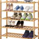 5-Tier Bamboo Shoe Rack for Entryway, Stackable | Foldable | Natural, Shoe Organizer for Hallway Closet, Standing Shoe Racks for Indoor Outdoor