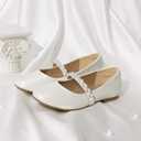 DREAM PAIRS Girls Mary Jane Dress Shoes Ballerina Flats for Wedding, Party (Toddler/Little Kid/Big Kid) (Ivory)