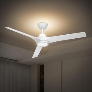 Ceiling Fans with Lights and Remote, 52 inch, Reversible Quiet DC Motor, 6 Speeds,Dimmable, Flush Mount White Ceiling Fan with Night Light for Living Room, Bedroom, Kitchen, Patios