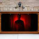 BlissYard Halloween Garage Door Cover 13x6Ft Red Skull Corridor Banner Creepy Skeleton in Hallway Horror Backdrop Scary Halloween Garage Poster for Outdoor Haunted House Yard Trick or Treat Party