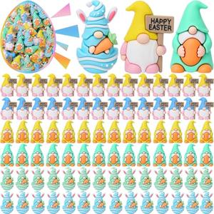 Kathfly 60pcs Easter Mini Gnomes Figures Tiny Fairy Gnomes Egg Figurines for Easter Stuffers Little Gnome Statues to Hide Bunny Spring Miniature for Basket Stuffers Filler Gifts Party Favors Garden