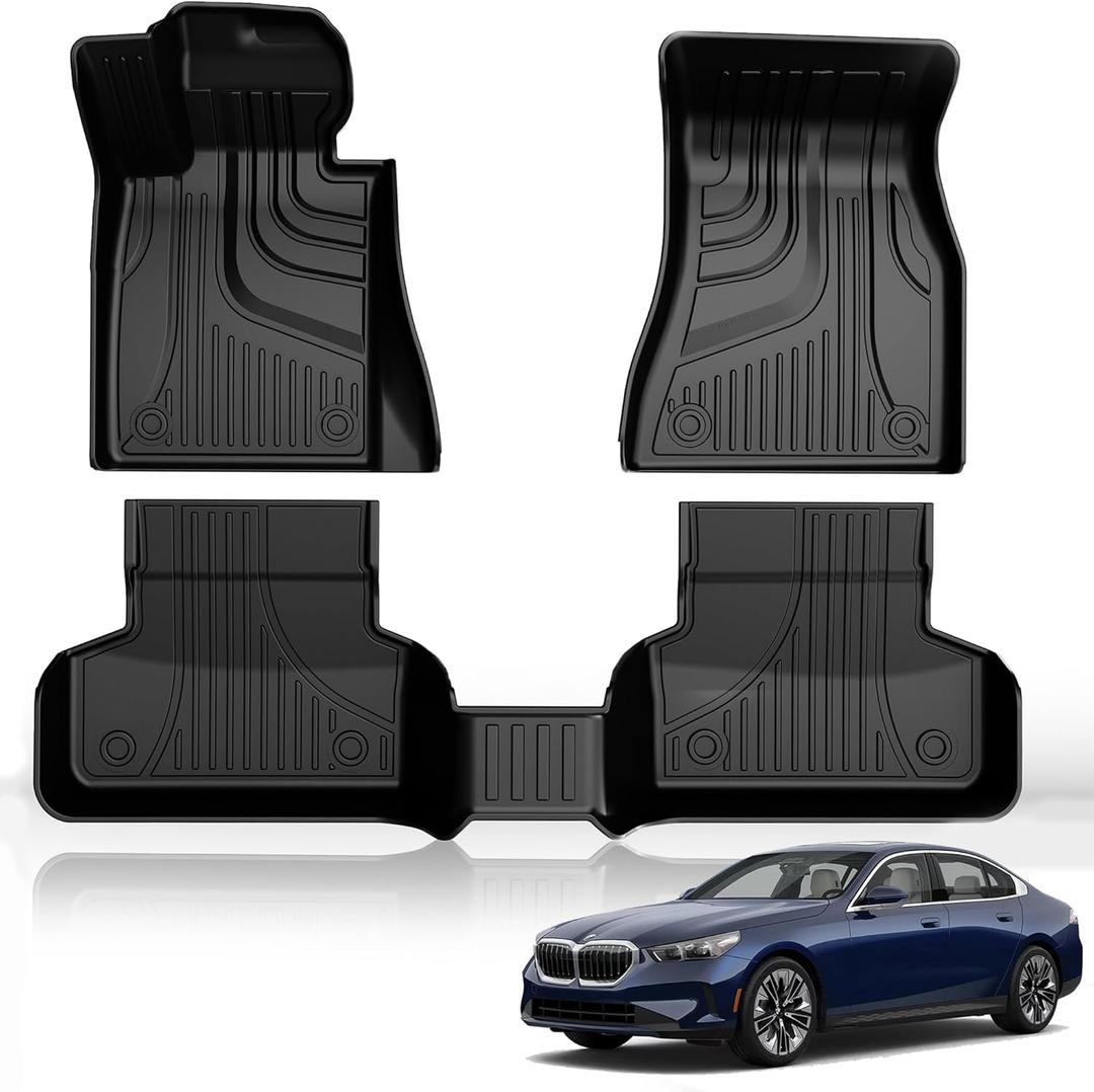 TTX LIGHTING Car Floor Mats Compatible with BMW 5 series 2017-2023 G30 530e 530i 540d 540i M550i M5 (Not for GT), All Weather Protection 3D Design TPE Floor Liner 1st 2nd Rows Full Set Car Mats, Black