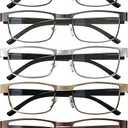 BLS Businessman Rectangular Reading Glasses - Professional Durable Readers - Blue-Light Blocking Lenses