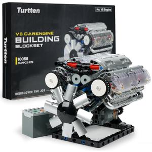 V8 Engine Model Kit for Teens & Adults - Build Your Own Mini V8 Engine Kit with Visible Combustion Engine That Works, Functional DIY Engineering STEM Kit w/ 535 Pieces for Ages 14+