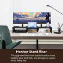 Dual Monitor Stand Riser with Phone Tablet Holder, 35.8in Large Monitor Stand for Desk, Computer Monitor Stand for 2 Monitors, Desk Shelf for Top of Desk, Desktop Organizer for Laptop, Printer, TV (35.7" Black)