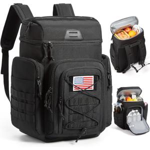 TOURIT 30L (42 Cans) Tactical Cooler Backpack  Military-Grade Insulated Back Pack with 16H Ice Retention, Leakproof Multi-Pocket Cooler Bag for Camping & Hiking, Featuring DIY Hook & Loop Panel (Aurora Black)