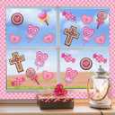 95Pcs Valentine's Day Sweet Candy Christian Bulletin Board Decoration Set Tis So Sweet to Trust in Jesus Valentine's Day Cutout Name Tags Faith Religious Wall Decor for Classroom Preschool Chalkboard