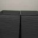 Mueller Janska M-Resin Heavy Duty Tall Planter, Indoor/Outdoor Grande Plant, Tree, Flower Pot, 2-Piece Set, 27.5, Modern Design, Built-in Drainage, Dark Grey