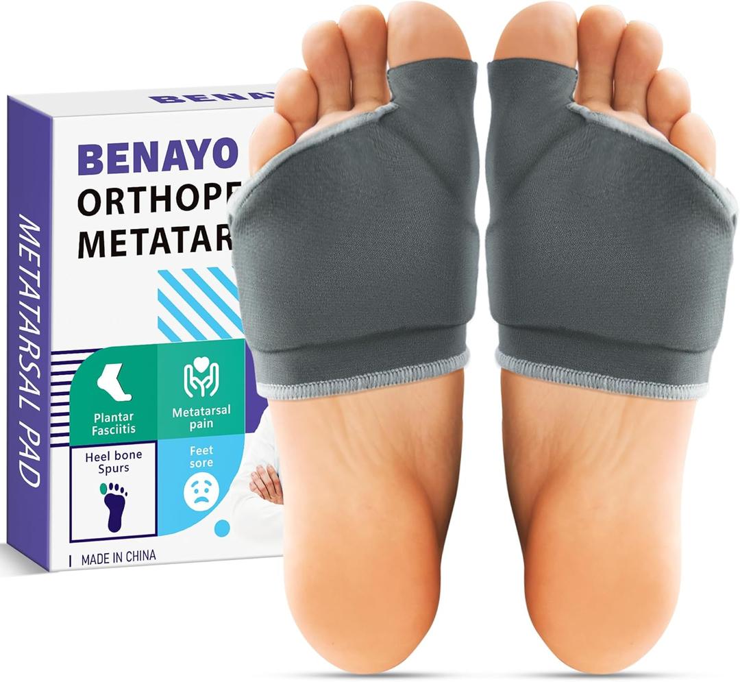 Orthopedic Metatarsal Pads, Ball of Foot Cushion with Gel Pad for Women and Men, Foot Pads for Ball Pain Relief, Morton's Neuroma, Metatarsalgia Support. (Gray, Middle:Women(7-9)/MEM(5-7))