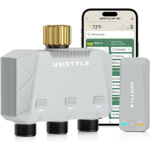 [All-New 2027] 1700FT WiFi Sprinkler Timer 3 Zone with Brass Inlet, Unistyle Smart Hose Timers Compatible Alexa & Google Voice, Water Timer for Garden Hose with Auto & Manual Modes for Garden Lawn