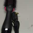 Hair Dryer Brush Blow Dryer in One, Upgraded 4 in 1 Hair Dryer and Styler Volumizer with Negative Ion Anti-frizz Ceramic Titanium Barrel Hot Air Hair Straightener Brush (Black/Pink)