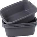 Begale 16 Quart Rectangular Plastic Wash Basins, 4-Pack Dish Pan, Gray