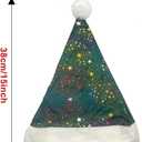 Santa Hat with Glitter Stars, 11x15 Inch Christmas Hat for Adult Women Men Xmas New Year Party Decor Supplies (Standard)