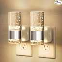 JandCase Night Light, Night Lights Plug into Wall,2 Pack 3000K Warm White LED Nightlight with Adjustable Brightness, Automatic Night Light Plug in with Light Sensor for Bathroom Hallway Christmas Gift