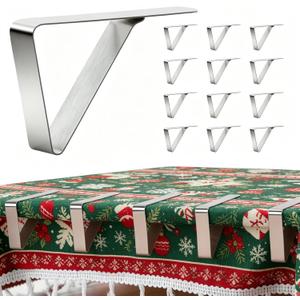 12 Pieces Tablecloth Clips, Waterproof Stainless Steel Table Cloth Holder Clips, Windproof Picnic Table Cover Clamps for Securing Tablecloths Indoor Outdoor Party, Wedding, Christmas, Camp (12, Small)