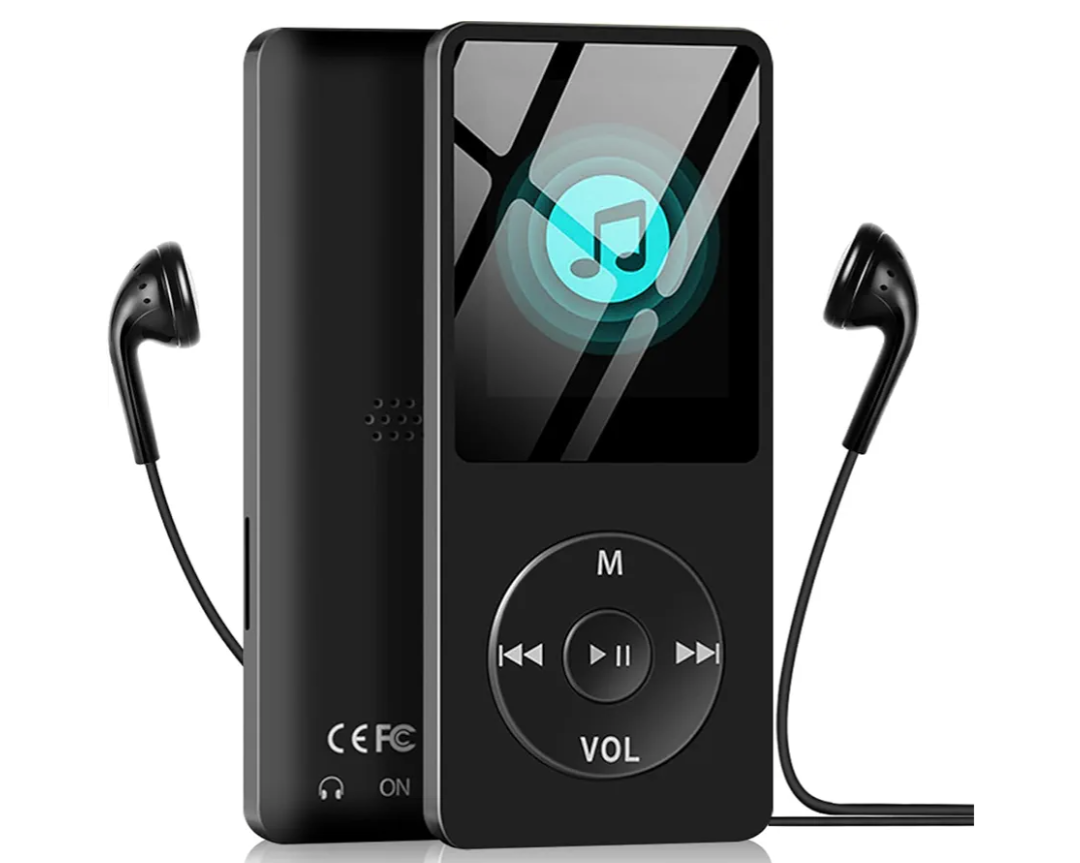 MP3 Player with Bluetooth 5.0, 1.8 inch Screen Portable Music Player with HD Speaker, HiFi Music Supports FM Radio, Voice Recorder, Supports Expanded Up to 128GB(Black, 32GB)