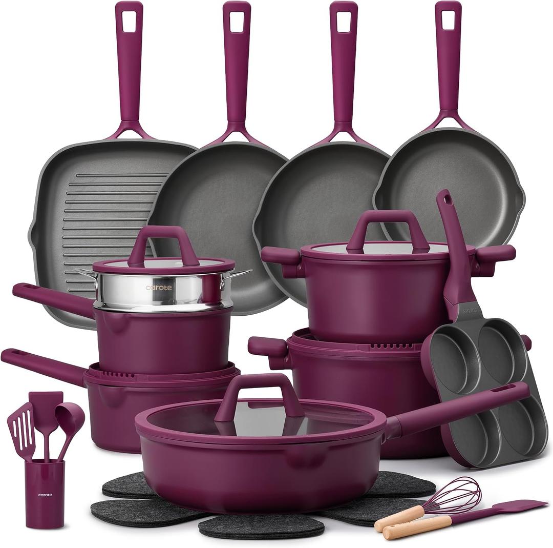 CAROTE 31pcs Pots and Pans Set, Nonstick Cookware Set, 31 Piece