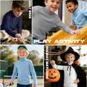 4 Pack Boys Turtleneck Long Sleeve Shirts Elastic Solid Warm Basic Football Baseball Undershirt Base Layering Tops (7-8 Years, Navy Blue, Sky Blue, White, Light Gray)