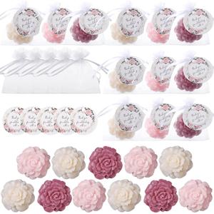 Demissle 24 Set Flower Mini Soaps for Guests Flower Soap Wedding Handmade Gift Favors Fancy Decorative with Thank You Tags for Wedding Bridal Guest Gift Party Favor(Rose)